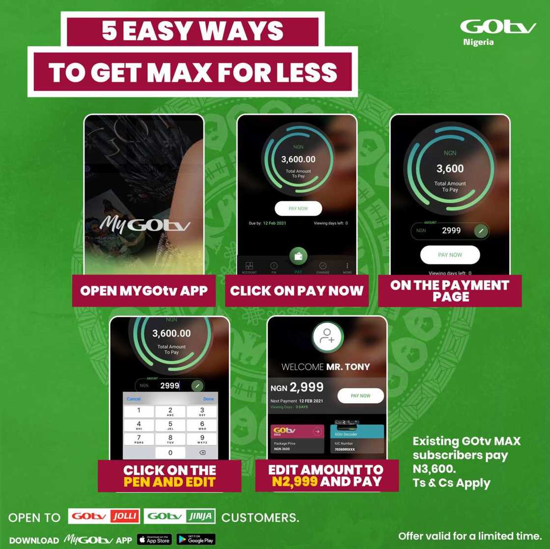 Enjoy Unmissable Entertainment on GOtv MAX for less Enjoy Unmissable Entertainment on GOtv MAX for less