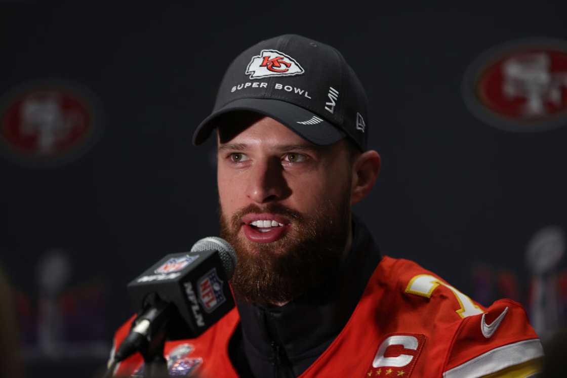 Harrison Butker during a press conference Harrison Butker during a press conference
