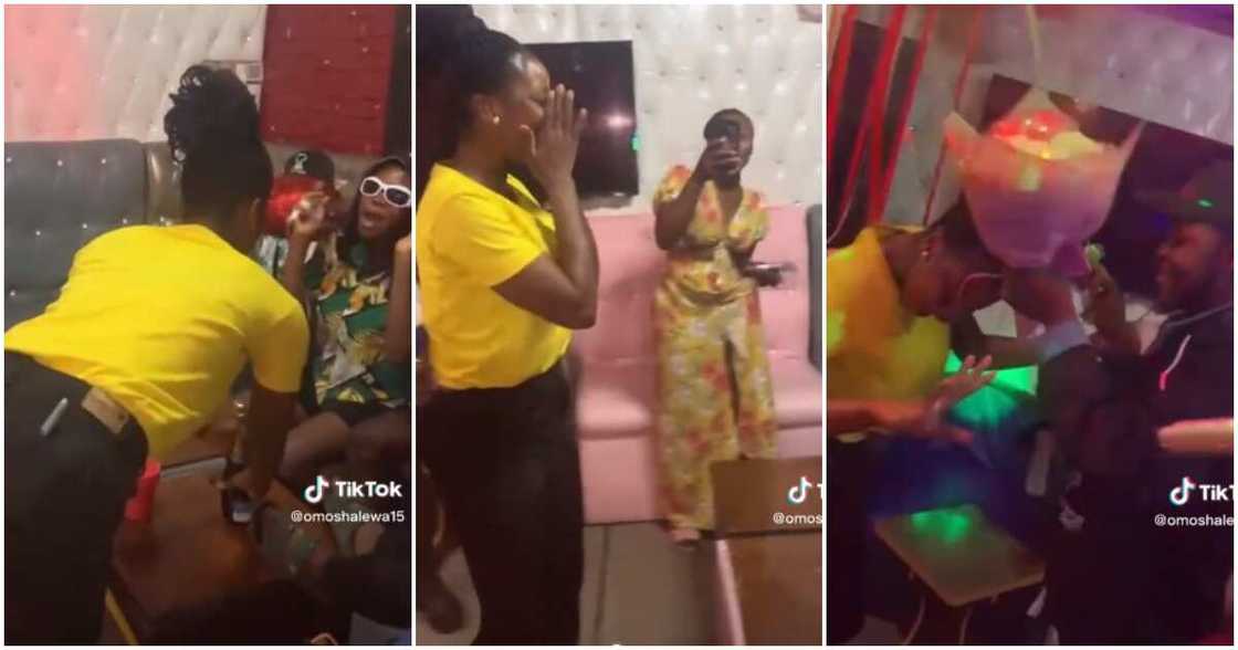 Nigerian man proposes to wiatress, proposal inside club, waitress gets proposal Nigerian man proposes to wiatress, proposal inside club, waitress gets proposal