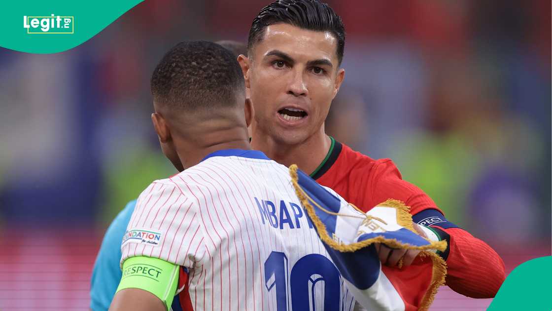 Kylian Mbappe, Cristiano Ronaldo, France, Portugal, Volksparkstadion, Hamburg, Germany, Euro 2024.