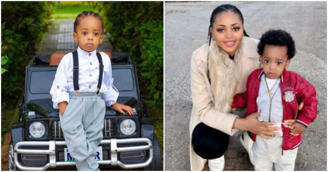 Actress Regina Daniels and her son Munir