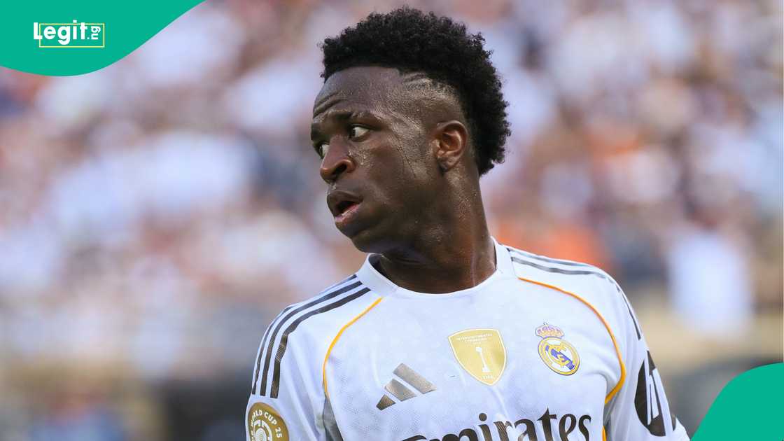 Vinicius Jr, Real Madrid, Paris Saint-Germain, MetLife Stadium, FIFA Club World Cup. Vinicius Jr, Real Madrid, Paris Saint-Germain, MetLife Stadium, FIFA Club World Cup.