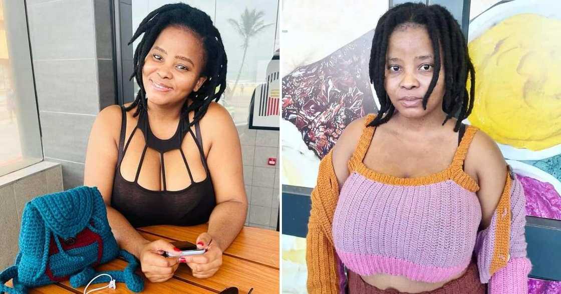 A lady from Durban makes crocheted bags and clothes as a business venture A lady from Durban makes crocheted bags and clothes as a business venture