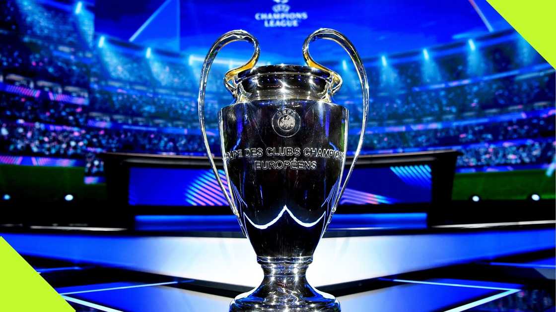 The UEFA Champions League Trophy during the 2024/25 Group Stage Draw at Grimaldi Forum on August 29, 2024 in Monaco. Photo: Valerio Pennicino. The UEFA Champions League Trophy during the 2024/25 Group Stage Draw at Grimaldi Forum on August 29, 2024 in Monaco. Photo: Valerio Pennicino.