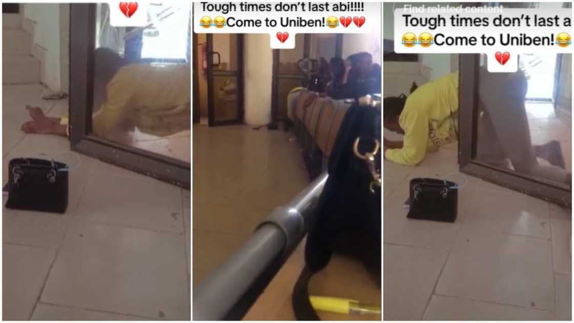 Lecture hall in Nigeria/Lady crawled. Lecture hall in Nigeria/Lady crawled.