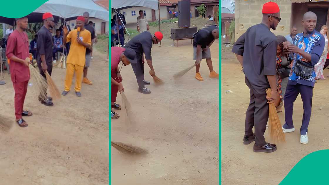 Drama as groom and his friends were made to sweep at his traditional wedding Drama as groom and his friends were made to sweep at his traditional wedding