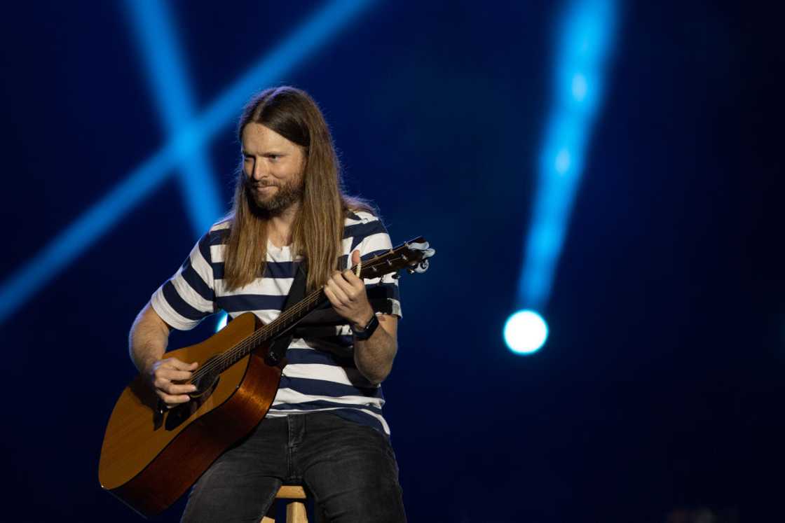 James Valentine performs during a Performance at Hayarkon Park