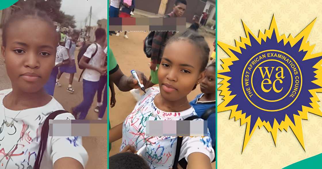 An SS3 girl’s sign-out celebration after writing all her WAEC papers caught people’s attention online. An SS3 girl’s sign-out celebration after writing all her WAEC papers caught people’s attention online.