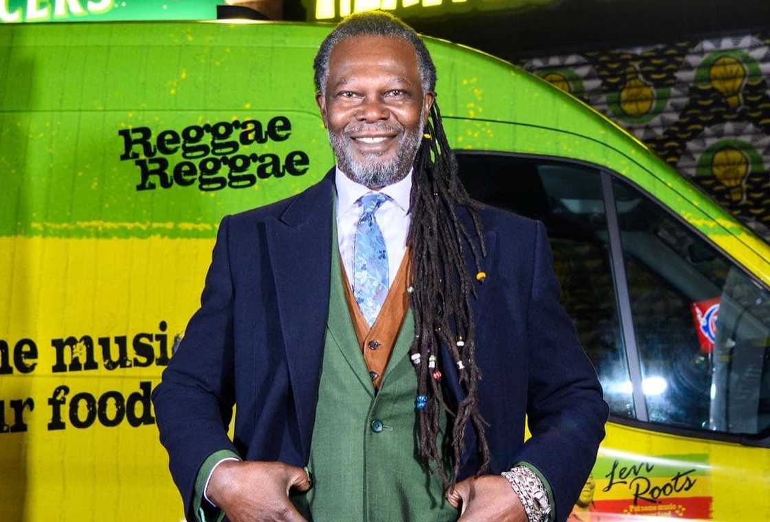 Levi Roots poses infront of an electric van Levi Roots poses infront of an electric van