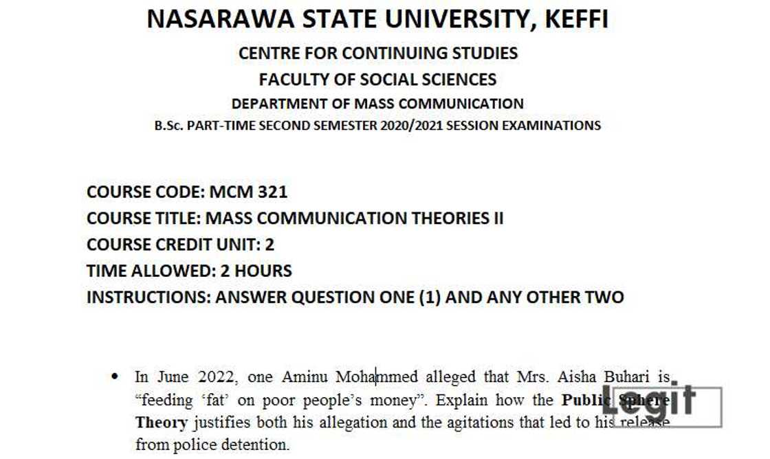 Nasarawa university exam question/Lecturer Frederick Oxford Nasarawa university exam question/Lecturer Frederick Oxford