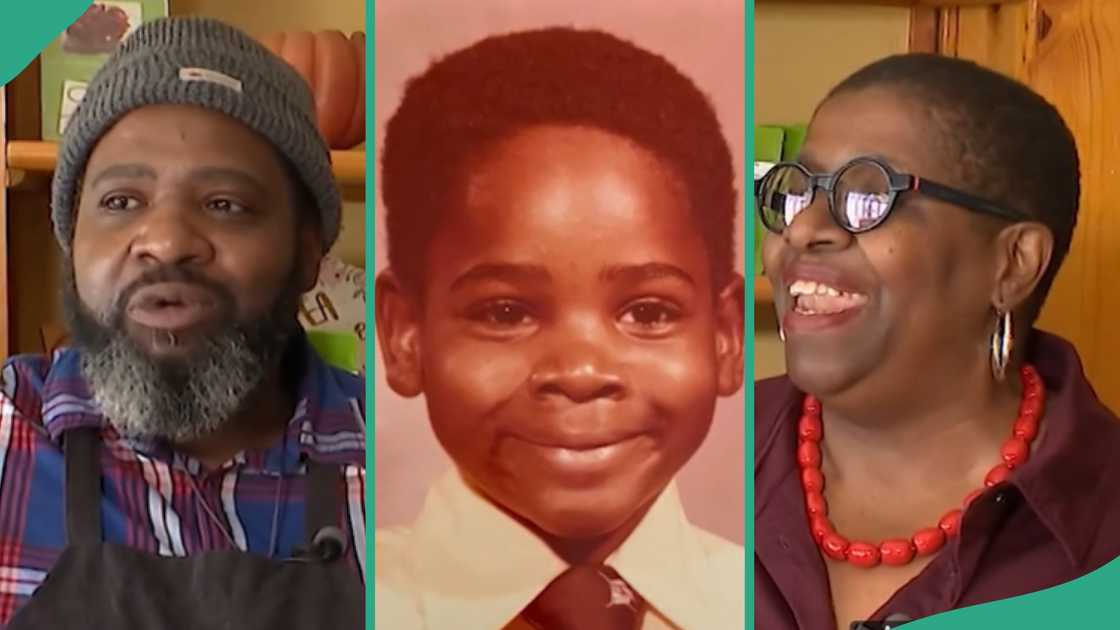 Man finds his biological mother. Man finds his biological mother.