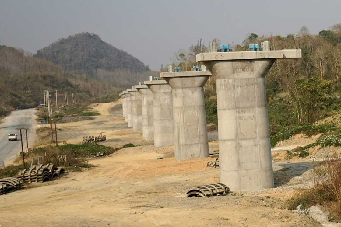 Part of the rail line linking China to Laos, a key part of Beijing's 'Belt and Road' project across the Mekong Part of the rail line linking China to Laos, a key part of Beijing's 'Belt and Road' project across the Mekong