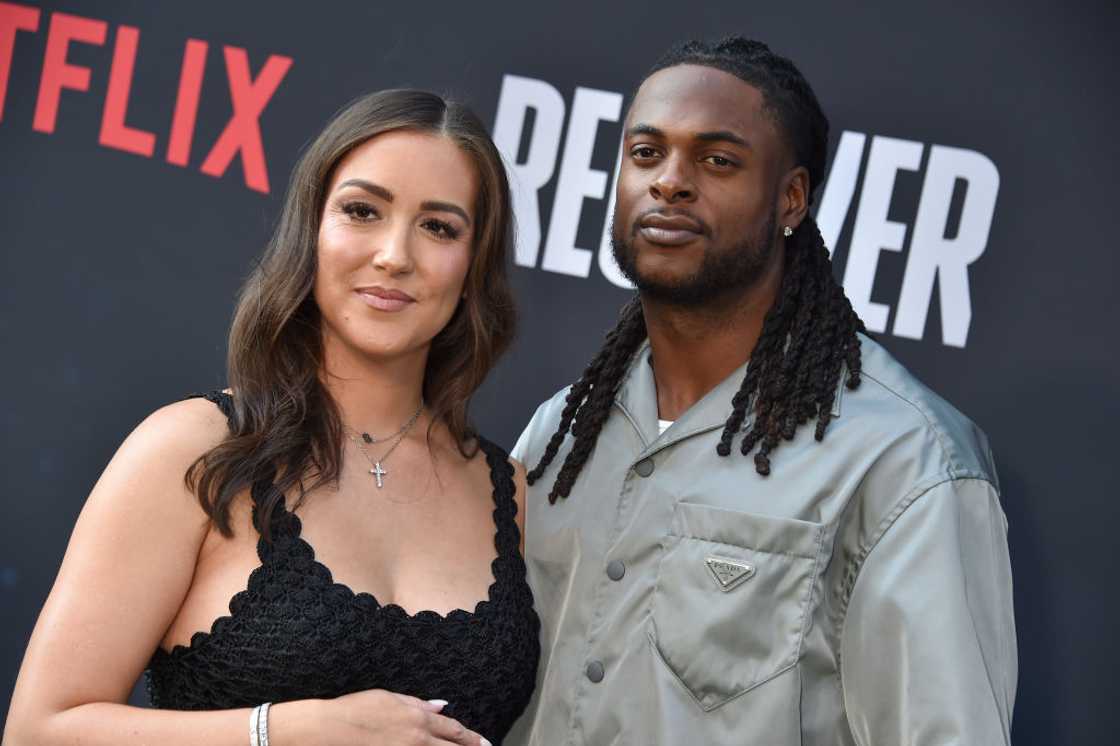 Devanne Villarreal and Davante Adams at the Tudum Theater in Los Angeles, California Devanne Villarreal and Davante Adams at the Tudum Theater in Los Angeles, California
