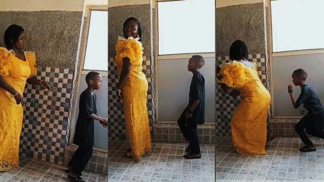 Mother and son have a good time Mother and son have a good time