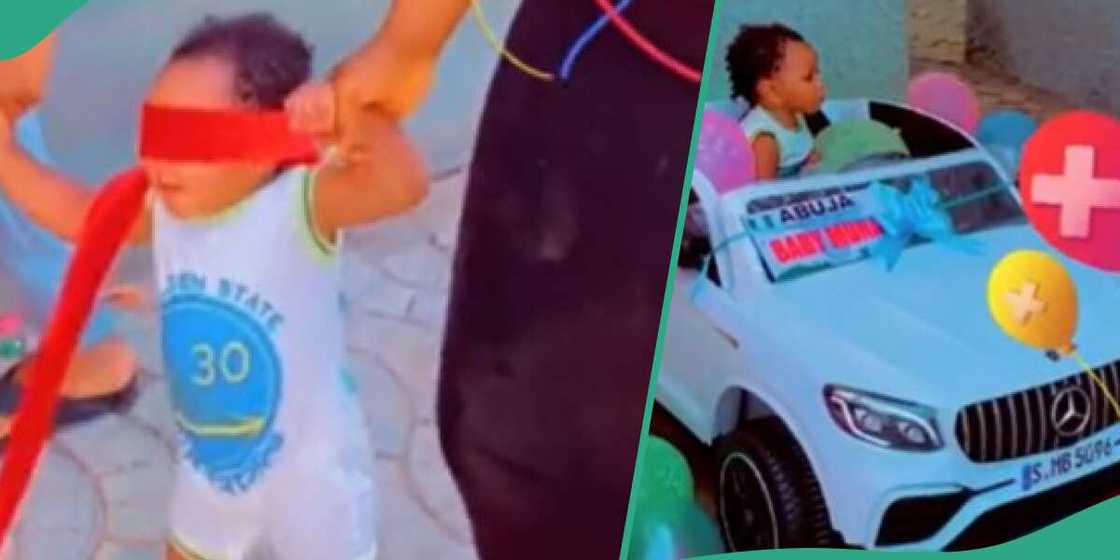 Photo of little boy and her parents moving towards his car gift Photo of little boy and her parents moving towards his car gift