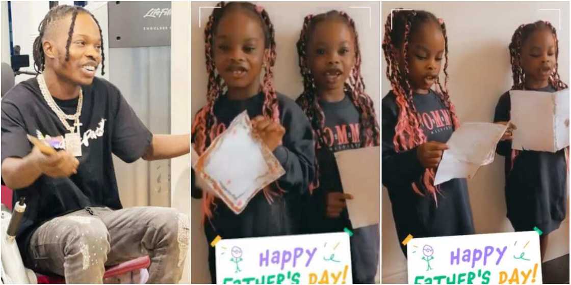Naira Marley’s twin girls celebrate him Naira Marley’s twin girls celebrate him