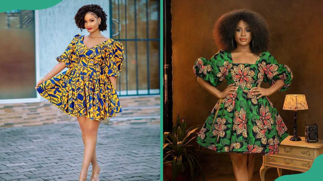 Short puff sleeves flare gown. Short puff sleeves flare gown.