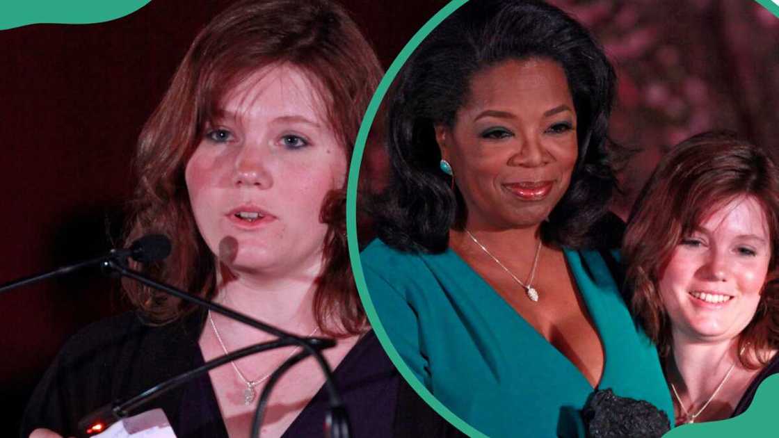 Oprah Winfrey and Jaycee Dugard during an award ceremony in New York City Oprah Winfrey and Jaycee Dugard during an award ceremony in New York City