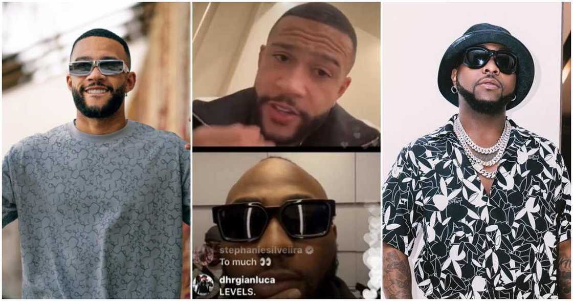 Davido and Memphis Depay talk on IG live. Davido and Memphis Depay talk on IG live.