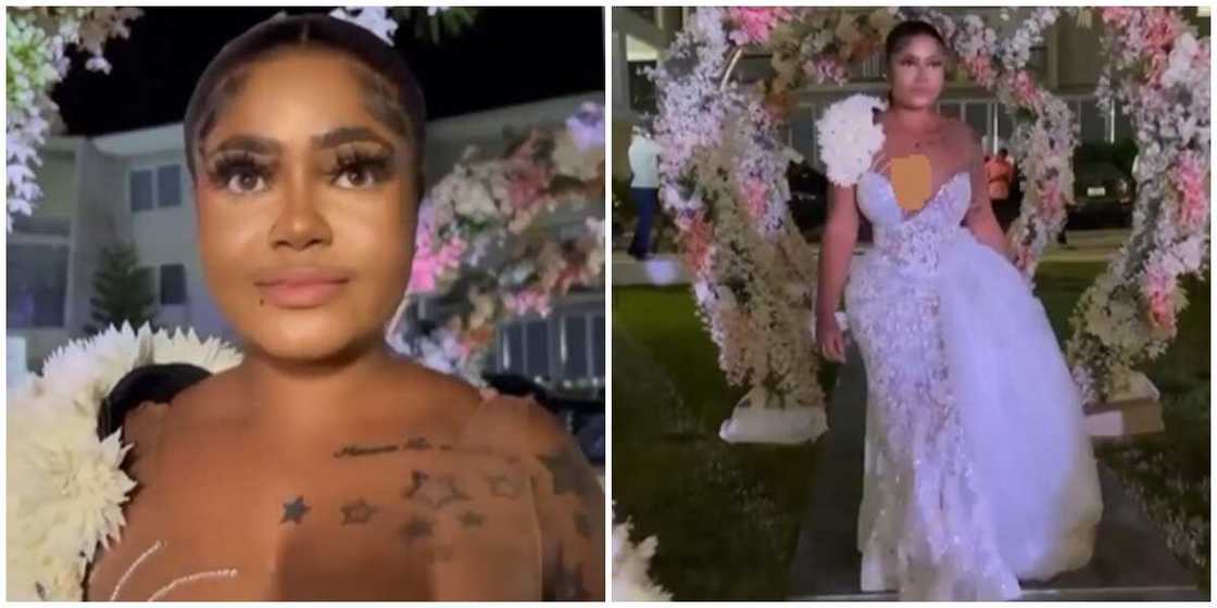 Photos of a wedding guest in a white dress. Photos of a wedding guest in a white dress.