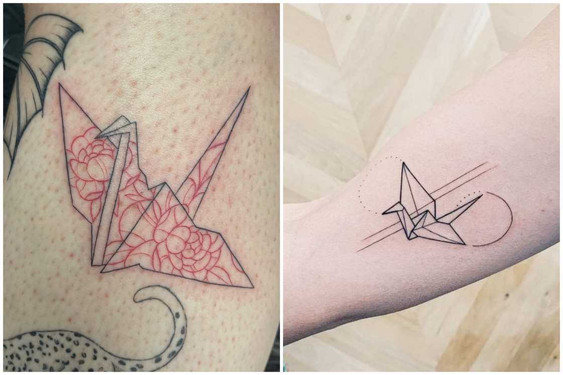 Paper crane tattoos