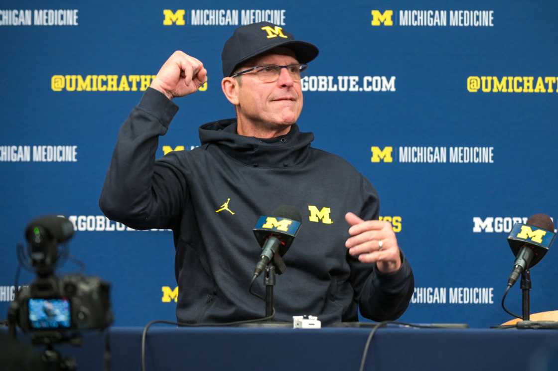 Jim Harbaugh at Michigan Stadium in Ann Arbor, Michigan.