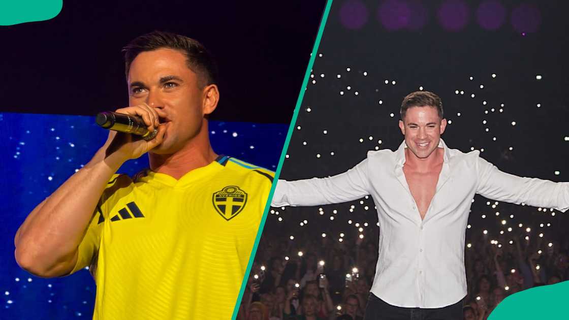 Will Parfitt in a yellow tee and a white shirt during his performances