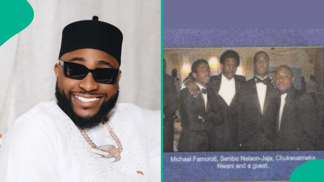 Davido shares high school's magazine photo where he was unnamed and described simply as 'guest'.