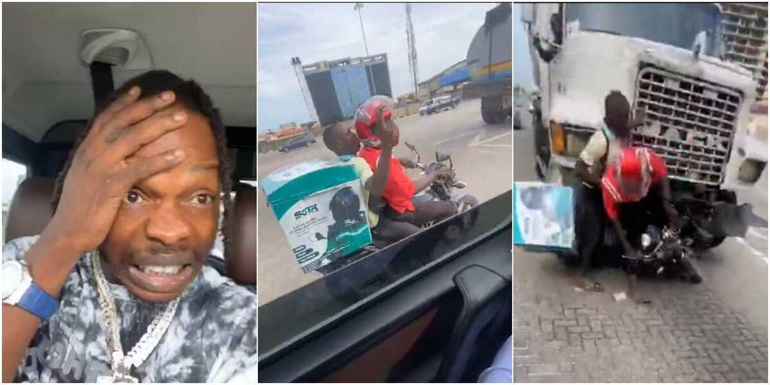 Naira Marley and a dispatch rider Naira Marley and a dispatch rider