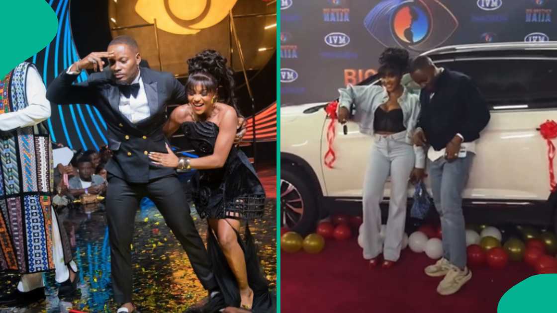 BBNaija: Kellyrae gives prize car key to Kassia.