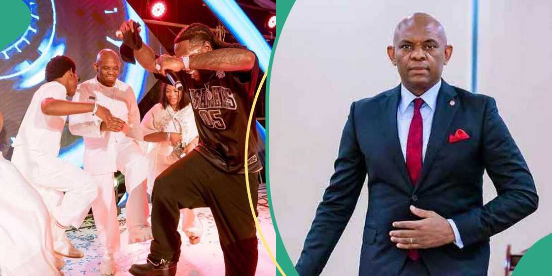 Burna Boy, Tony Elumelu, and Pocolee dance together Burna Boy, Tony Elumelu, and Pocolee dance together