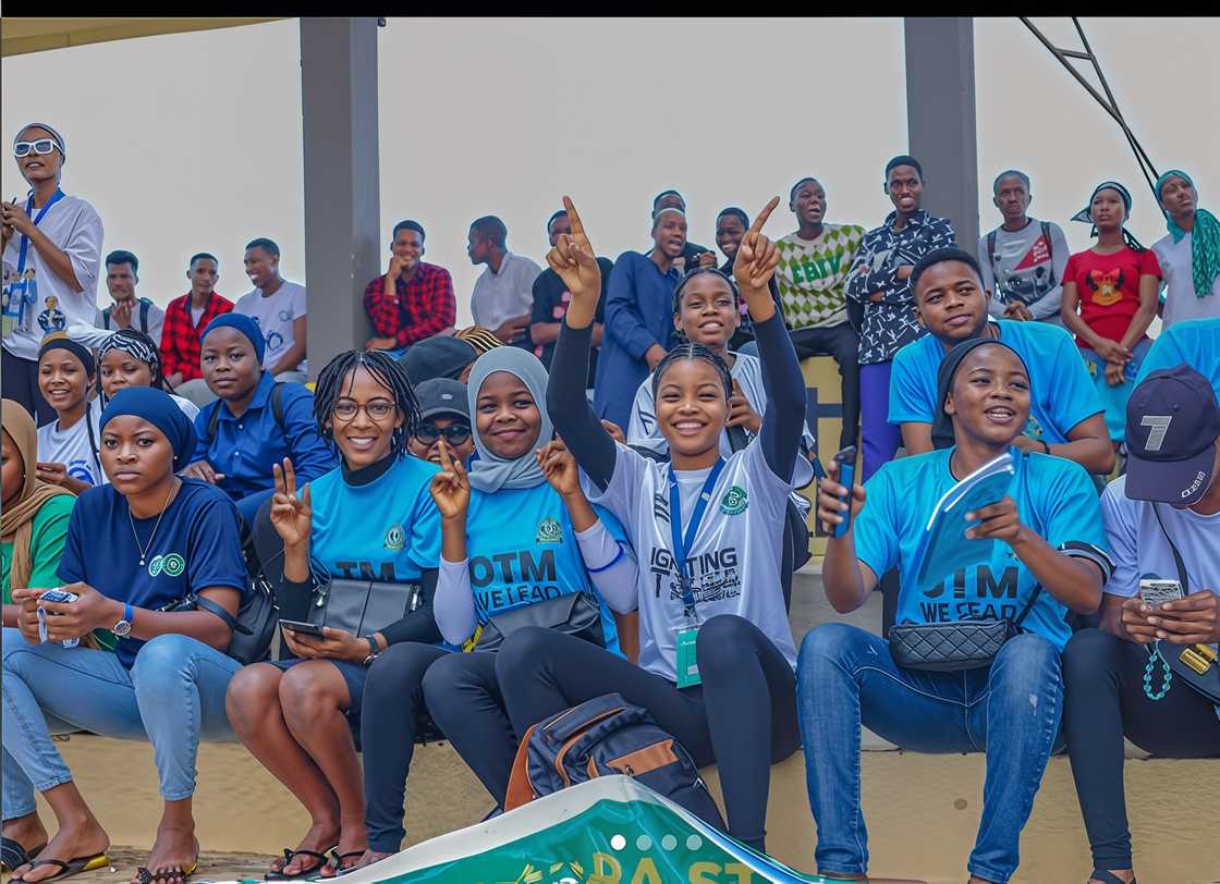 Kwara students watching a football match Kwara students watching a football match