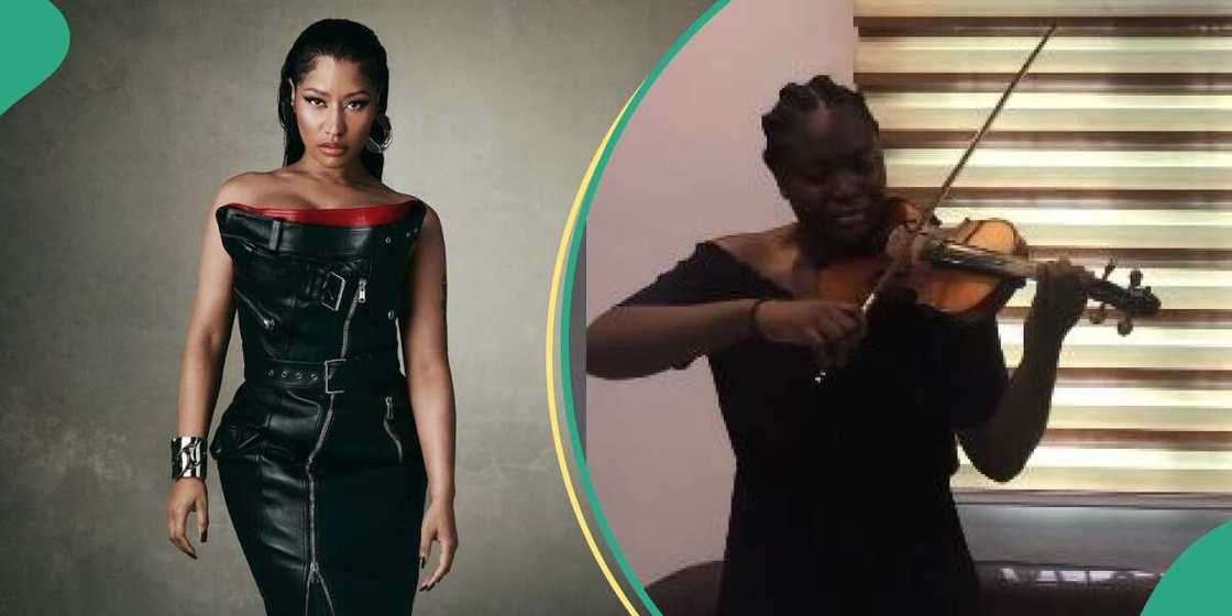 Nicki Minaj posts in pidgin after being impressed by Nigerian violinist's performance. Nicki Minaj posts in pidgin after being impressed by Nigerian violinist's performance.