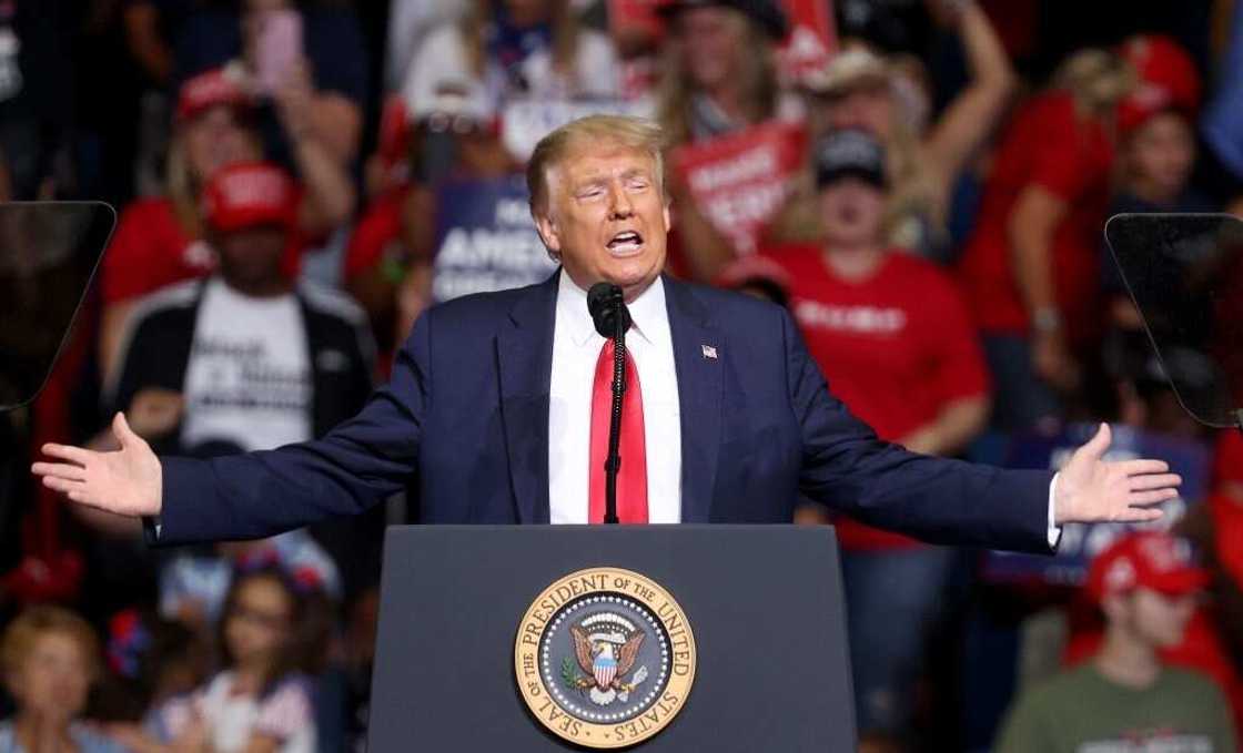 President Donald Trump speaks at a campaign rally in Tulsa, Oklahoma.
Photo by Win McNamee President Donald Trump speaks at a campaign rally in Tulsa, Oklahoma.
Photo by Win McNamee