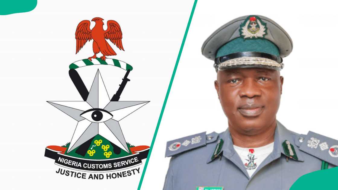 The Nigeria Customs Service logo and Bashir Adewale Adeniyi, the NCS Controller General