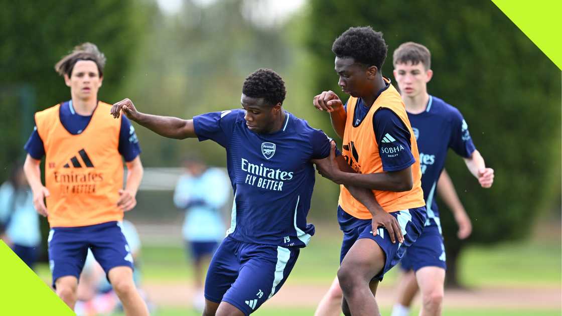 Samuel Onyekachukwu during the Arsenal U18 training session Samuel Onyekachukwu during the Arsenal U18 training session