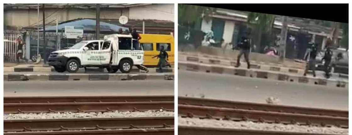 Bidiyon yadda yan achaba suka fatattaki jami’an yan sanda a Lagas Bidiyon yadda yan achaba suka fatattaki jami’an yan sanda a Lagas