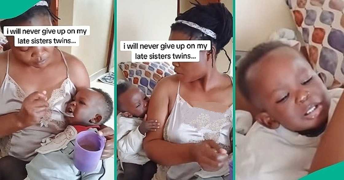 Lady cares for her late sister's twin babies.
