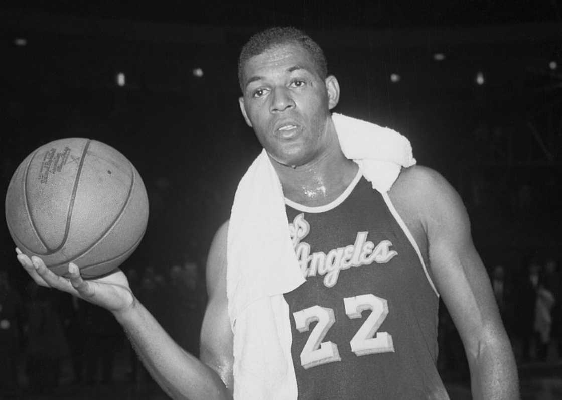 Elgin Baylor after scoring 71 points in a game against the New York Knicks