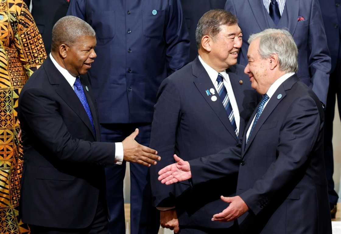Angolan President Joao Lourenco (L) greets UN Secretary-General Antonio Guterres (R) during the 9th Tokyo International Conference on African Development in Japan Angolan President Joao Lourenco (L) greets UN Secretary-General Antonio Guterres (R) during the 9th Tokyo International Conference on African Development in Japan
