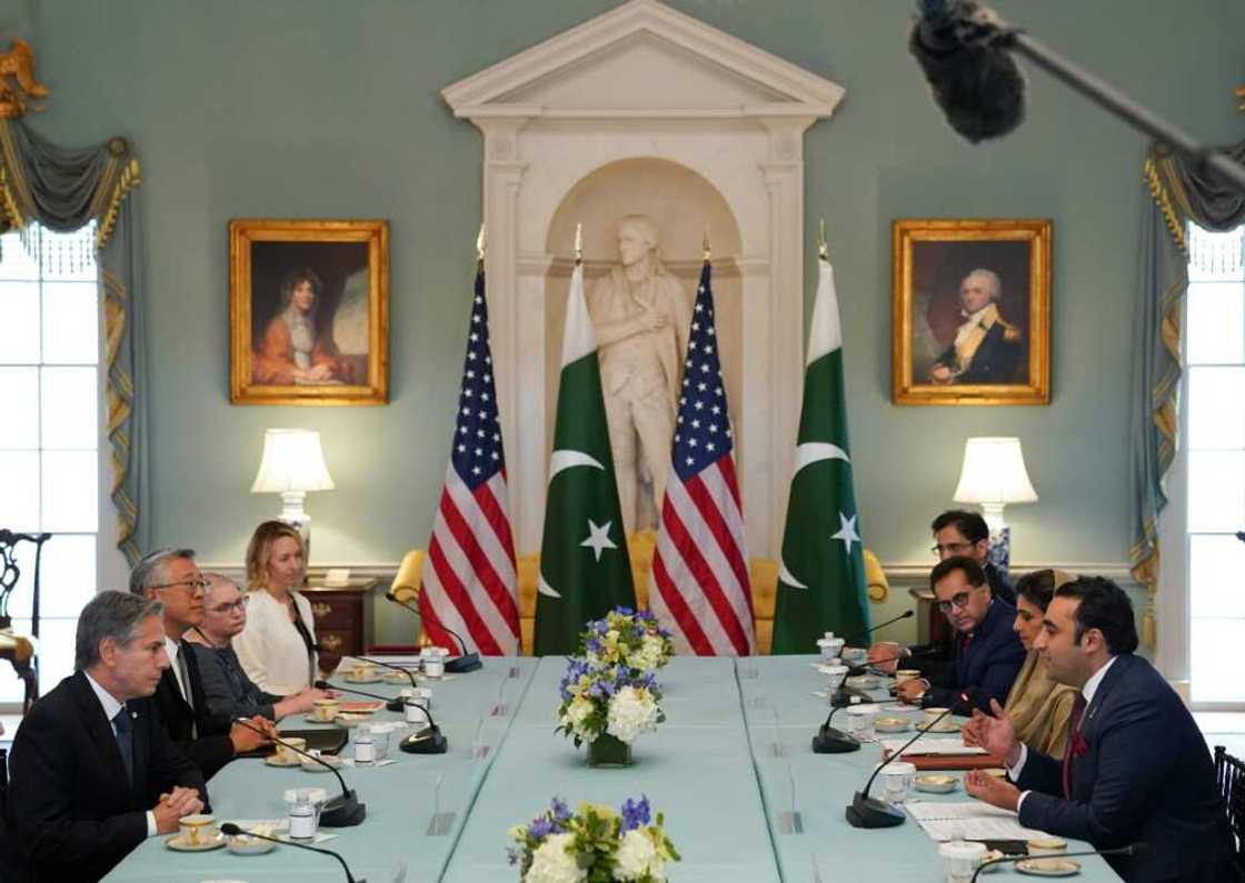 US Secretary of State Antony Blinken meets with Pakistani Foreign Minister Bilawal Bhutto Zardari at the State Department on September 26, 2022 US Secretary of State Antony Blinken meets with Pakistani Foreign Minister Bilawal Bhutto Zardari at the State Department on September 26, 2022