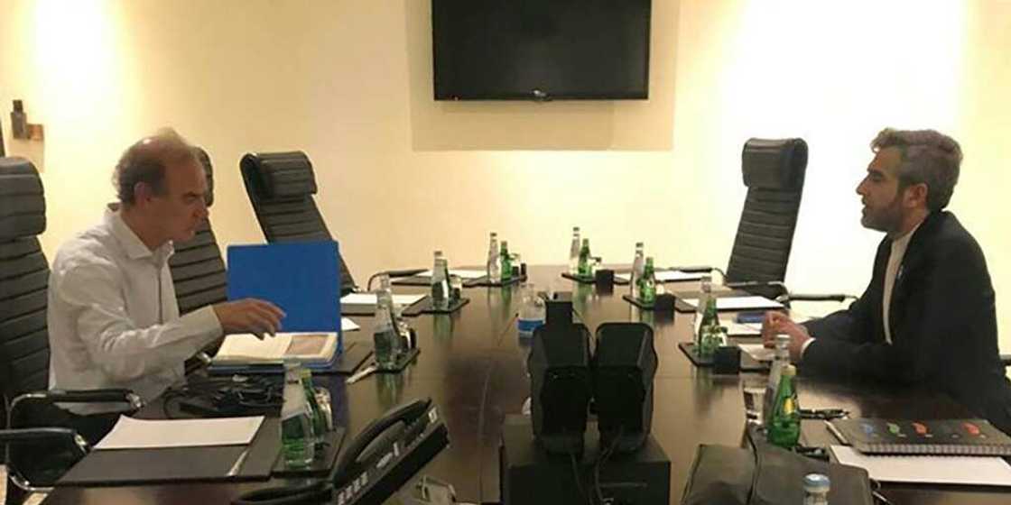 Iran's chief nuclear negotiator Ali Bagheri Kani meets with the European Union's nuclear talks coordinator Enrique Mora in Qatar's capital Doha in June 2022 Iran's chief nuclear negotiator Ali Bagheri Kani meets with the European Union's nuclear talks coordinator Enrique Mora in Qatar's capital Doha in June 2022