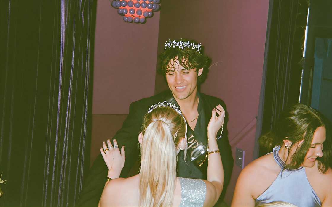 Meg Donnelly looks at her boyfriend, Drake Rodger, during his birthday Meg Donnelly looks at her boyfriend, Drake Rodger, during his birthday