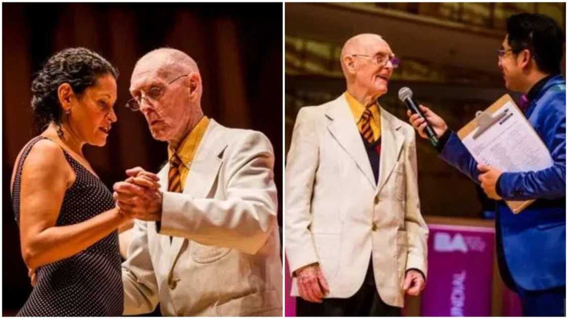 A collage showing James McManus, 99-year-old WWII veteran, at one of his dancing sessions. Photo credit: The Irish Sun A collage showing James McManus, 99-year-old WWII veteran, at one of his dancing sessions. Photo credit: The Irish Sun