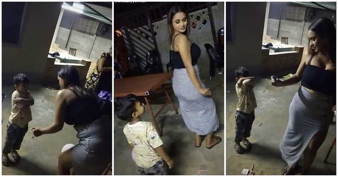 Shazziyya Khan, aunt shakes wasit for her nephew, video of lady dancing for little boy, aunt dancing in front of little boy, funny dance video Shazziyya Khan, aunt shakes wasit for her nephew, video of lady dancing for little boy, aunt dancing in front of little boy, funny dance video