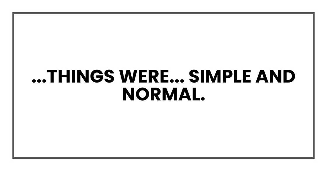 things were... simple and normal things were... simple and normal