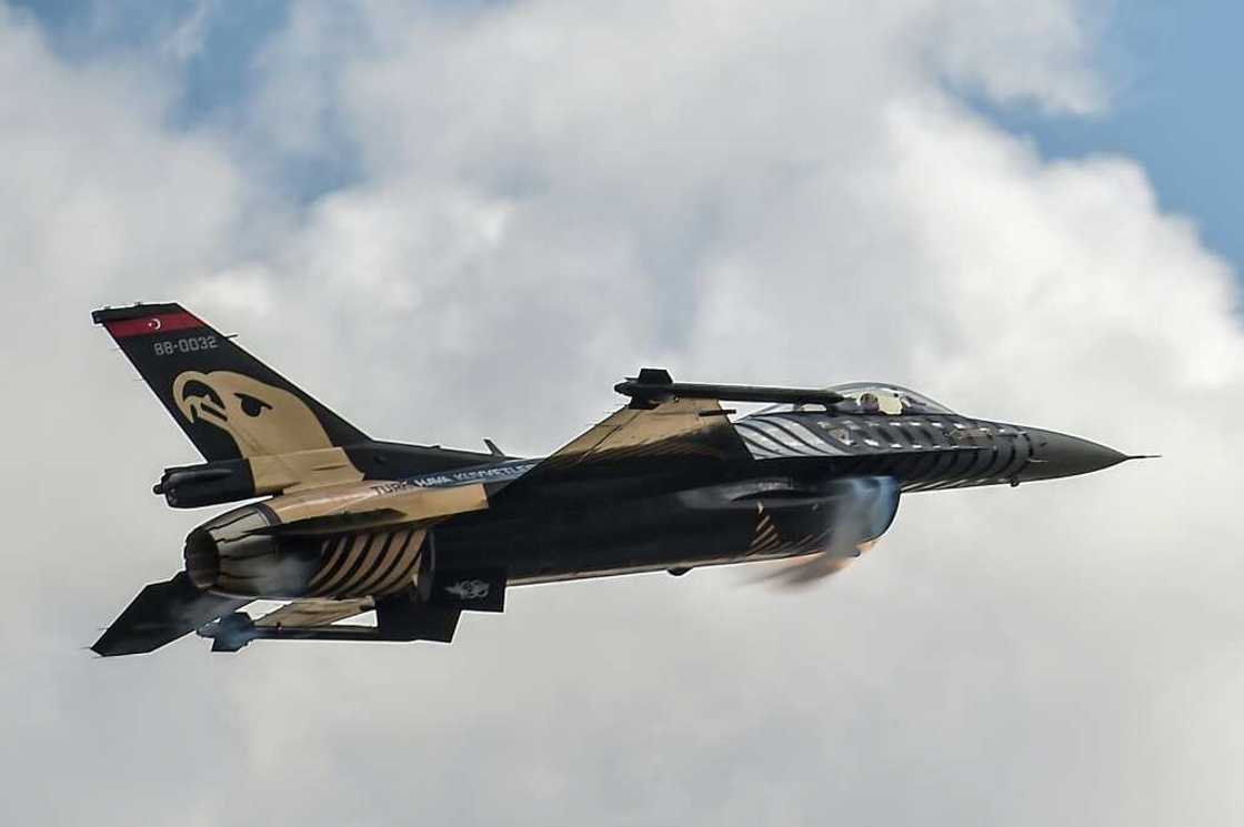 A file photo of a Turkish Air Force F-16. Ankara launched air strikes on Kurdish armed groups in parts of Iraq and Syria following a bombing in Istanbul on November 13 A file photo of a Turkish Air Force F-16. Ankara launched air strikes on Kurdish armed groups in parts of Iraq and Syria following a bombing in Istanbul on November 13