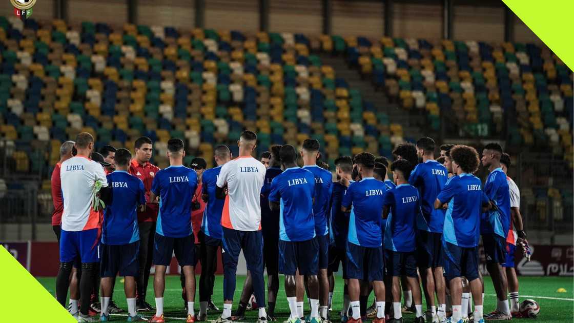 Libya national team players warm up