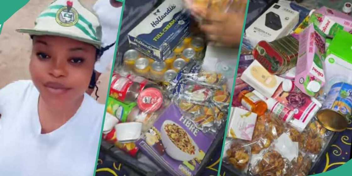 Corps member shows off provisions she took to camp