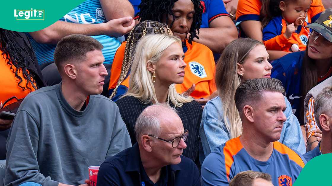 AnneKee Moleenar, Matthijs De Ligt, Netherlands, Romania, Allianz Arena, Munich, Germany, Euro 2024. AnneKee Moleenar, Matthijs De Ligt, Netherlands, Romania, Allianz Arena, Munich, Germany, Euro 2024.